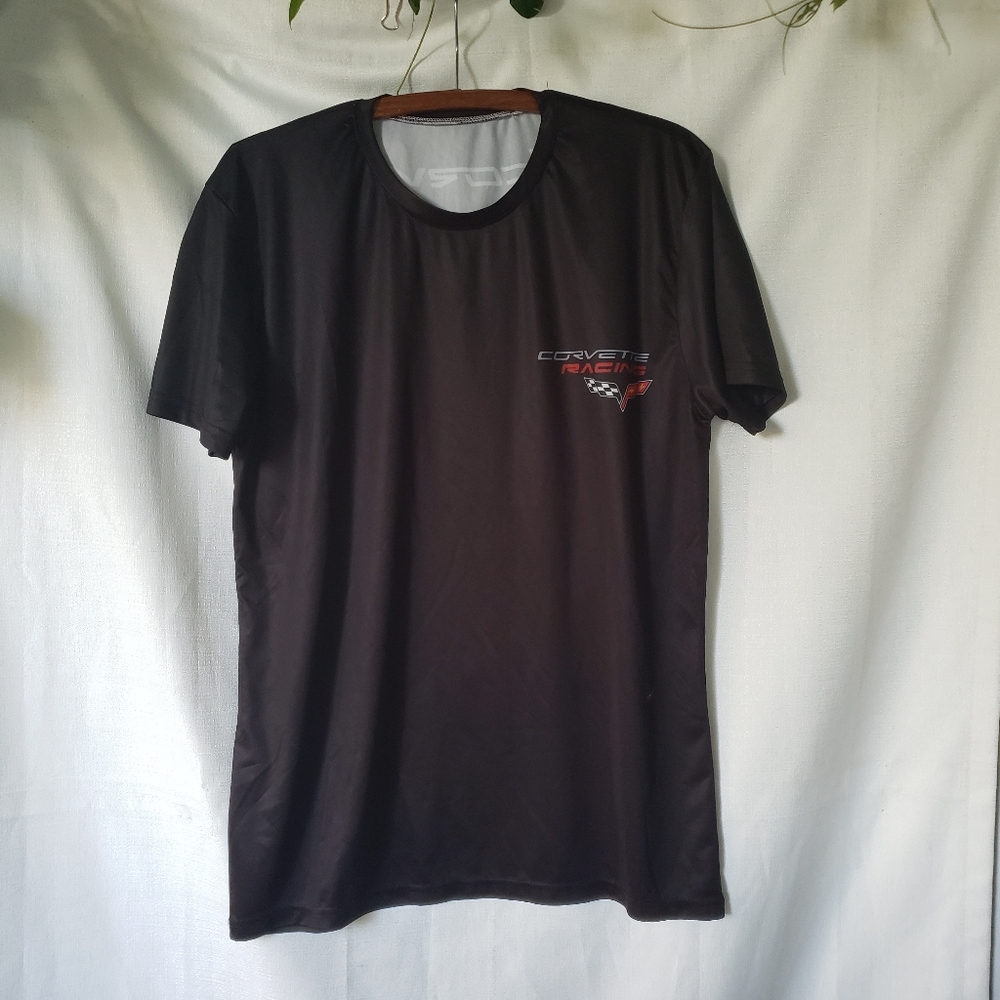 Corvette Shirt Mens Size XL Black Short Sleeve Back Graphic Vette Cars